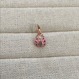 Pink Rose Gold Plated Ladybug Dangle Charm